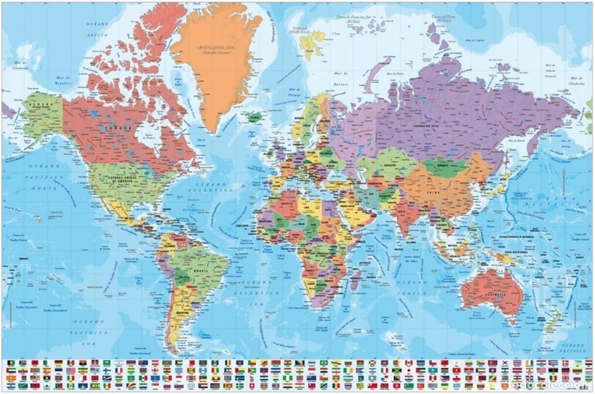 Plakate: Poster Mapa del Mundo Fisco Politico - Espa&ntilde;ol (POSTER 61 x 91,5)