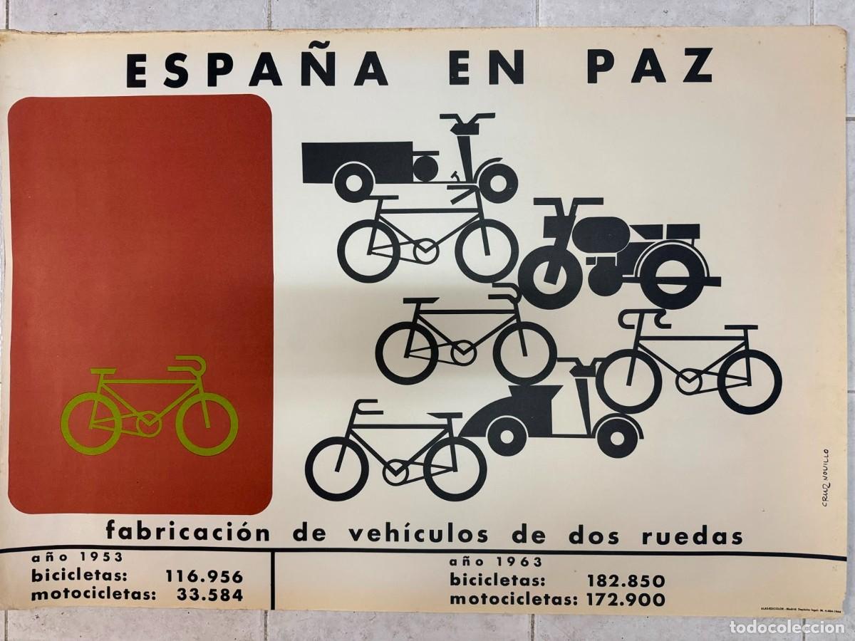 Carteles: Cartel original 1964 &ndash; Espa&ntilde;a en Paz &ndash; Cruz Novillo &ndash; &ldquo;Fabricaci&oacute;n de veh&iacute;culos de dos ruedas&rdquo;