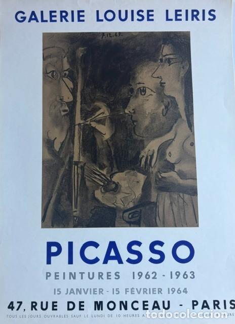 Carteles: Pablo Picasso. Antiguo cartel original de &eacute;poca. Exposici&oacute;n 1964 Galerie Louise Leiris Par&iacute;s.46,5x64
