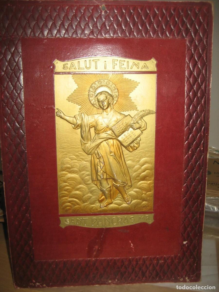 Carteles: Bonito antiguo cartel religioso Sant Pancras - Salut i Feina . en cart&oacute;n grueso San Pancracio