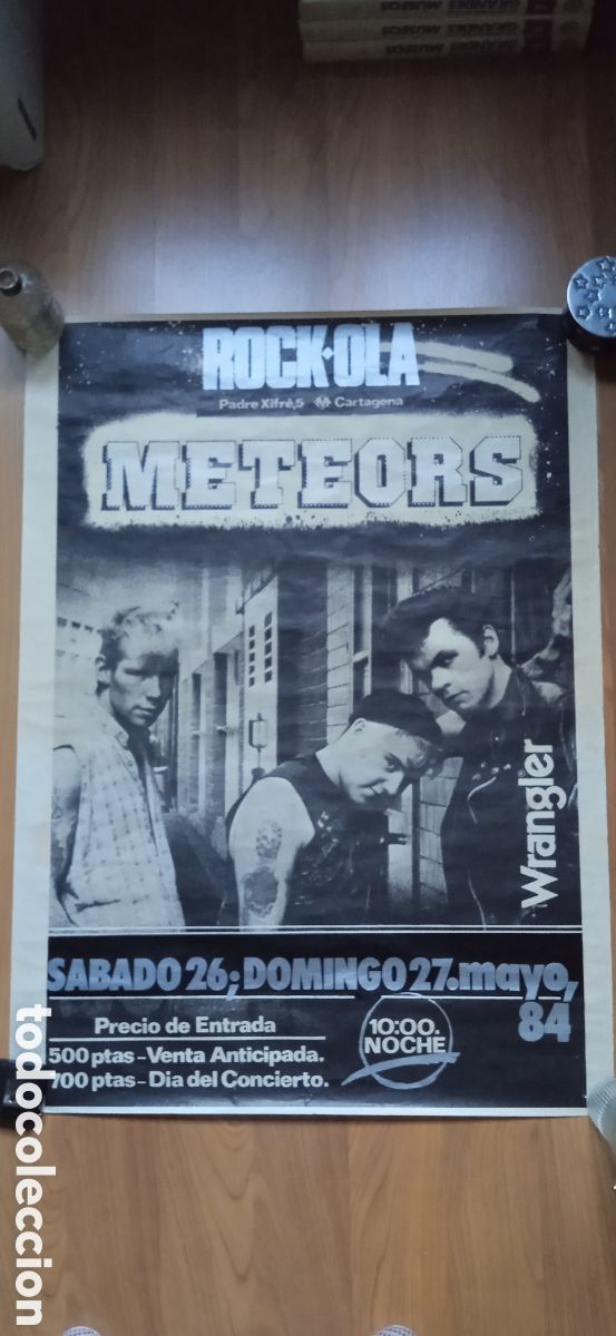Carteles: Cartel Original ROCK-OLA 1984 - THE METEORS - Tinta Plata - Joya de la Movida Madrile&ntilde;a - &iexcl;Sin doble