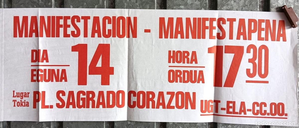 Carteles: Cartel de manifestaci&oacute;n sindical UGT &ndash; ELA &ndash; CCOO Bilbao // En euskera y castellano