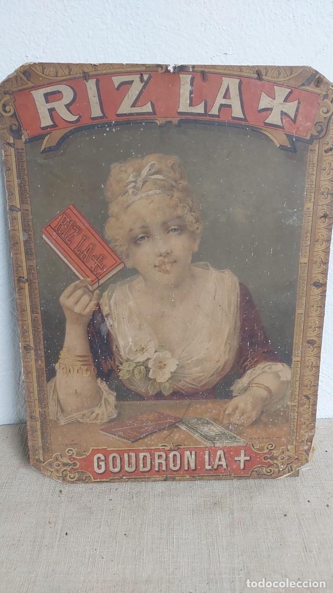 Carteles: Antiguo cartel papel de fumar Riz La