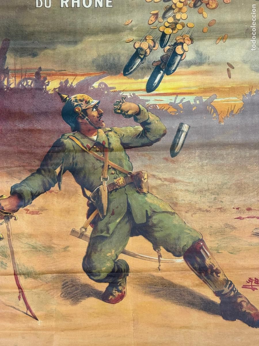 Affiches: COMITE DE L'OR DU DEPARTEMENT DU RHONE - PRIMERA GUERRA MUNDIAL - CARTEL ANTIGUO - ORO - ORIGINAL