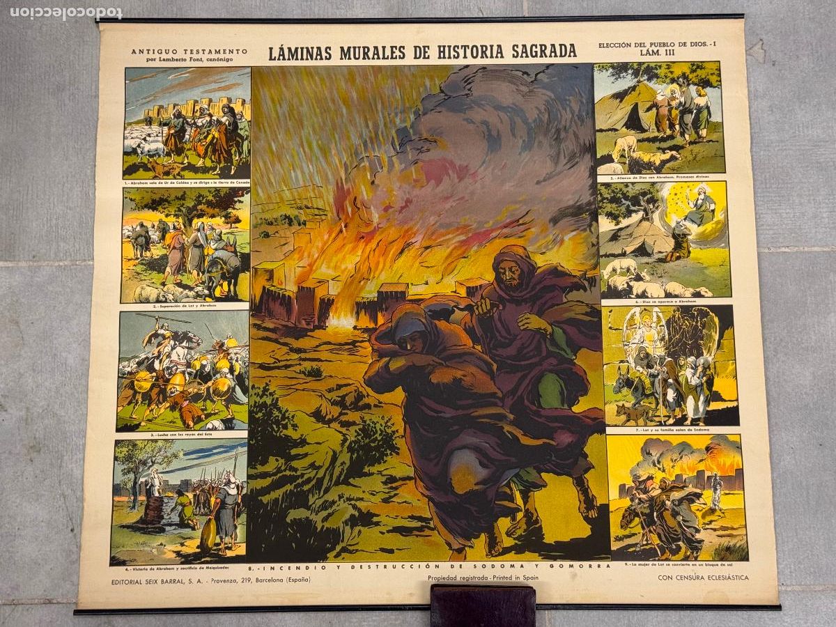 Affiches: LAMINAS MURALES DE HISTORIA SAGRADA - ELECCI&Oacute;N DEL PUEBLO DE DIOS - SEIX & BARRAL -CARTEL ANTIGUO
