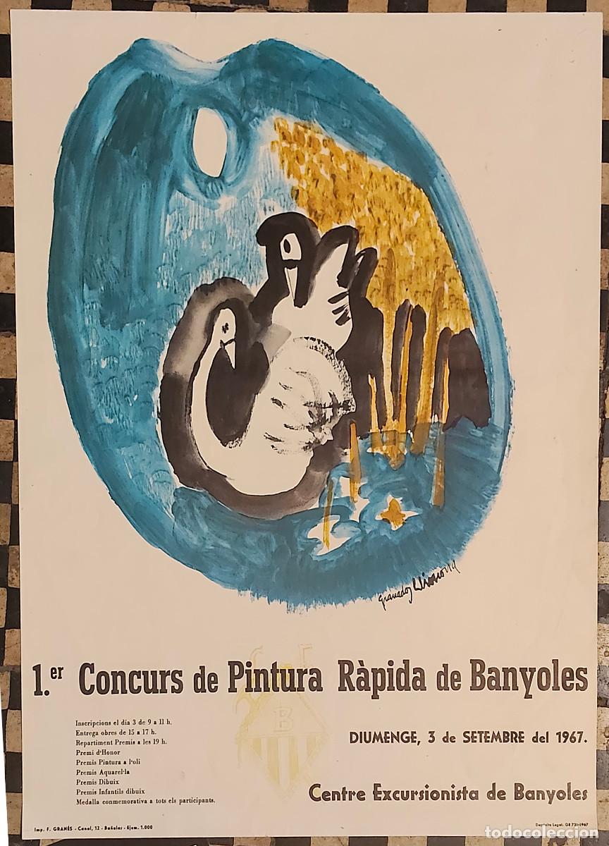 Carteles: CArtel poster 1.er Concurs de Pintura R&agrave;pida de Banyoles, - 1967