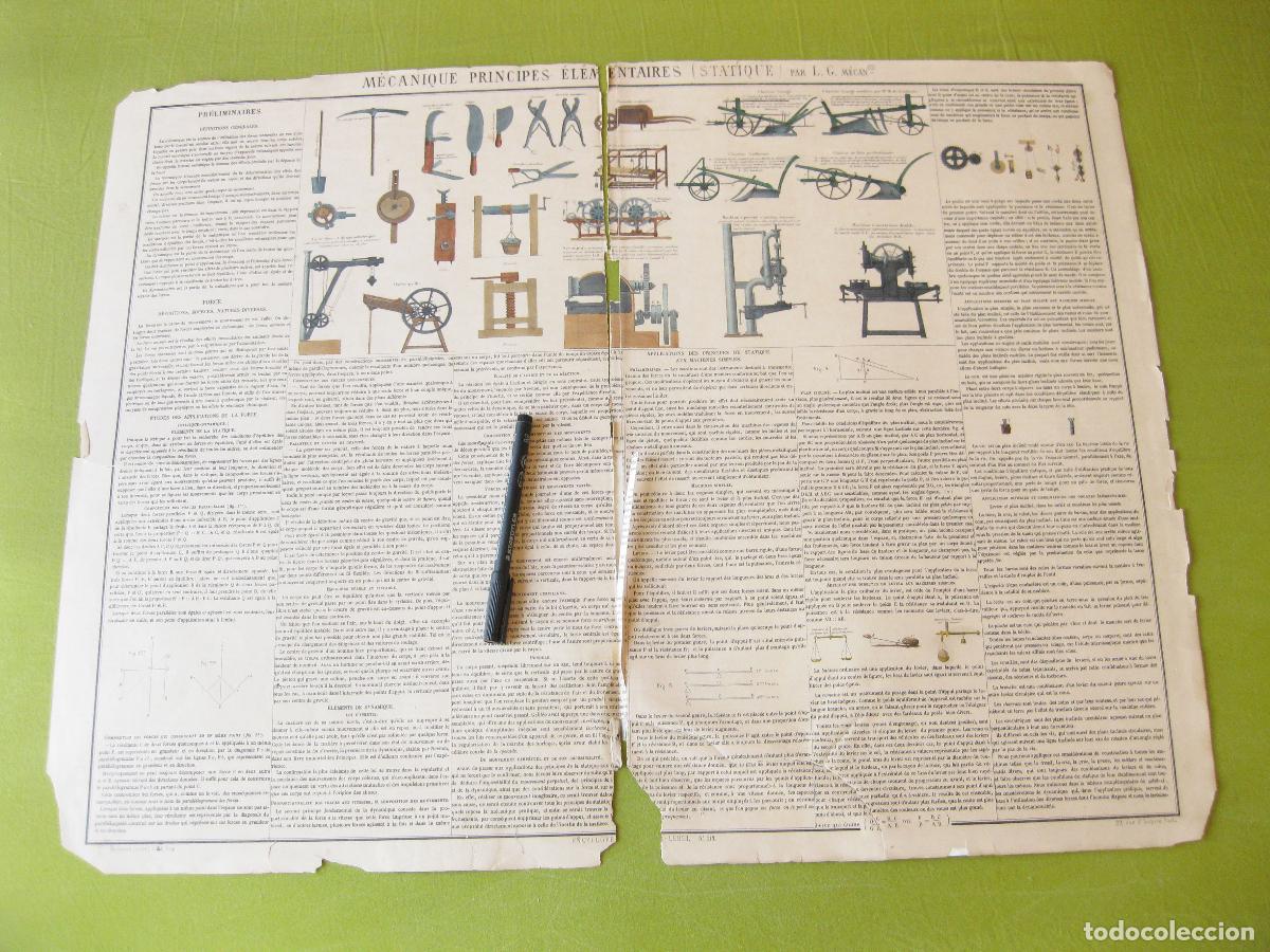 Carteles: GRAN L&Aacute;MINA ANTIGUA DE MEC&Aacute;NICA. PRINCIPIOS ELEMENTALES. HERRAMIENTAS. ENCYCLOP&Eacute;DIE BOUASSE LEBEL