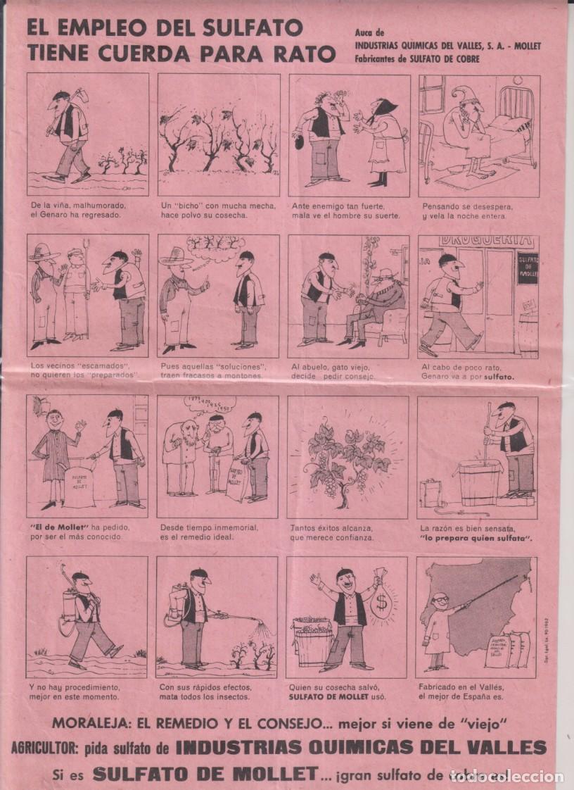 Carteles: Auca El empleo del sulfato tiene cuerda para rato. (30x21 cm.) El sulfato de Mollet. Publicidad de i