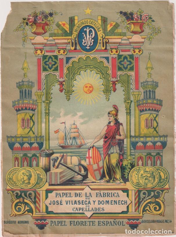 Carteles: Peque&ntilde;o cartel (21x16 cm.) Publicidad Papel de la F&aacute;brica de Jos&eacute; Vilaseca y Domenech. de Capellades