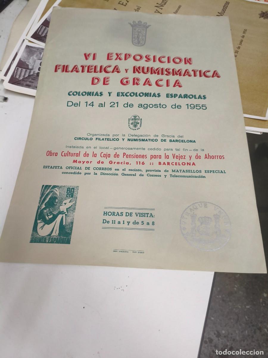 Carteles: VI EXPOSICION FILATELICA Y NUMISMATICA DE GRACIA 1955 COLONIAS Y EXCOLONIAS ESPA&Ntilde;OLAS