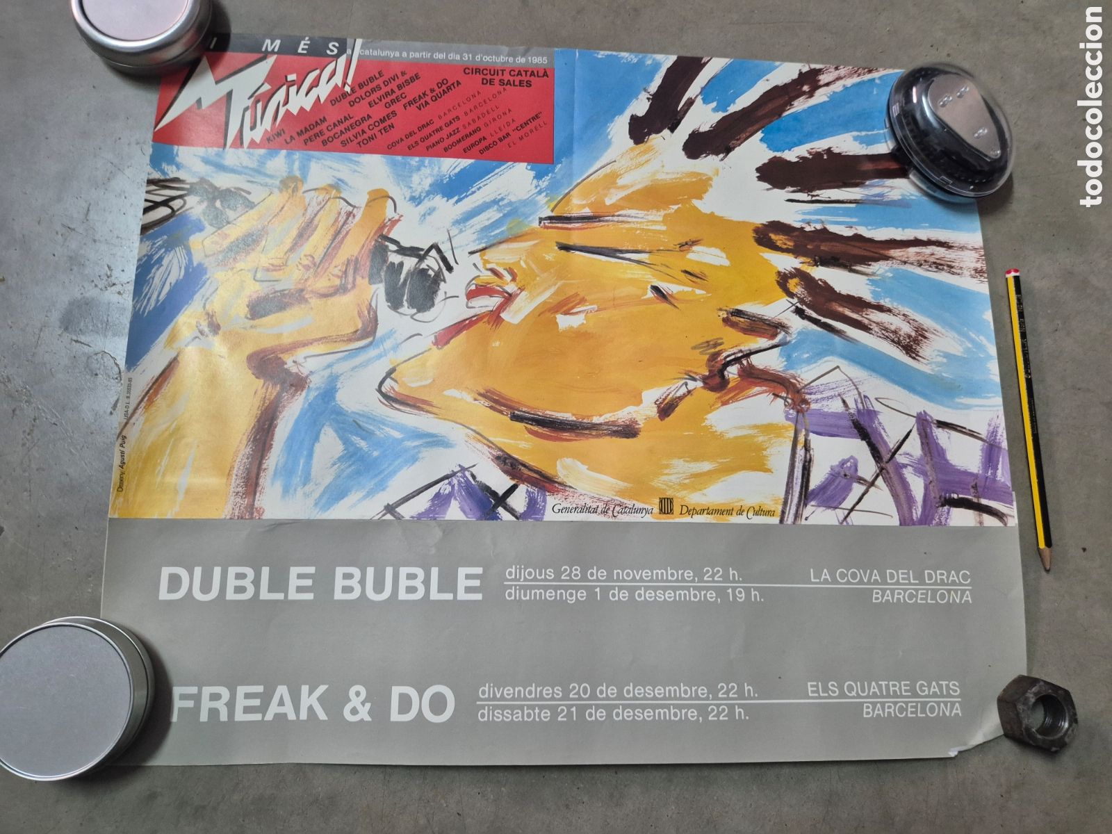 Carteles: MUSICA I MES CICUIT CATALA DE SALES 1986 LA COVA DEL DRAC DUBLE BUBLE ELS QUATRE GATS FREAK AND DO