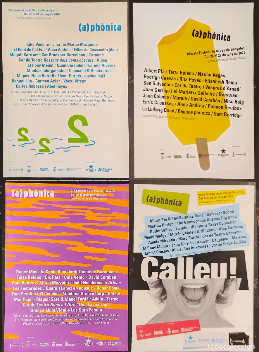 Carteles: lote carteles - (a)ph&ograve;nica, el Festival de la Veu de Banyoles, - 4 poster