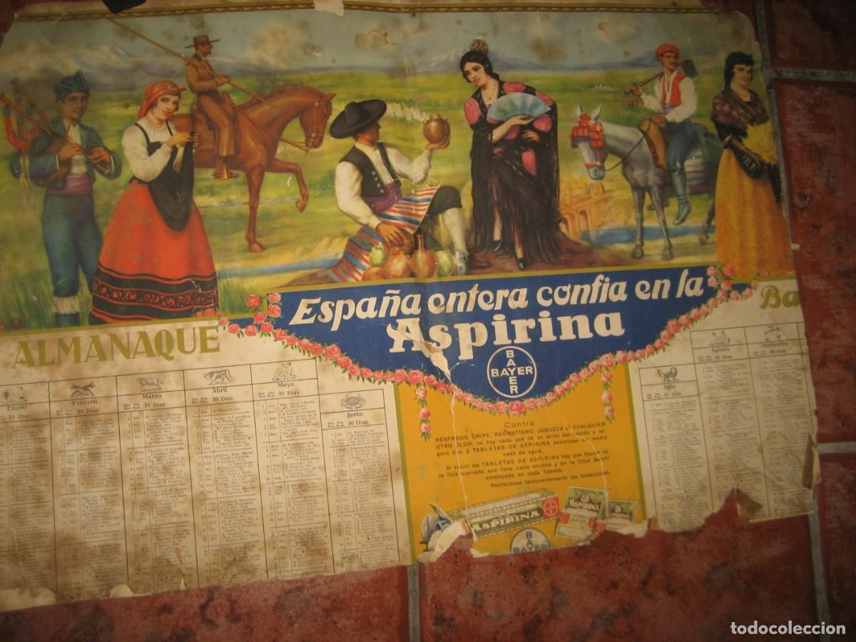 Carteles: antiguo cartel de Aspirina Baayer . 60/ 40 cm . en trasera dibujo de un angel defectuoso