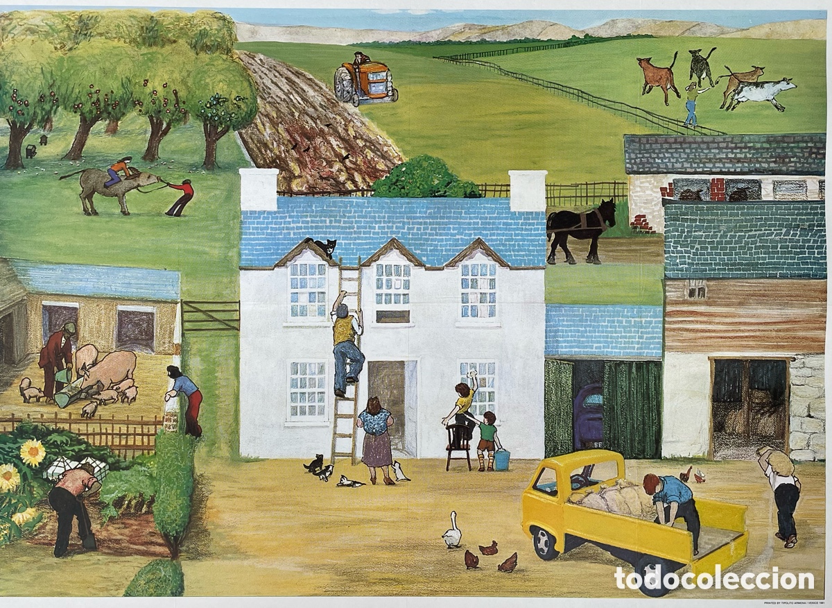 Carteles: Cartel escolar, litograf&iacute;a educativa vintage. 1981. Gran tama&ntilde;o. La Granja.