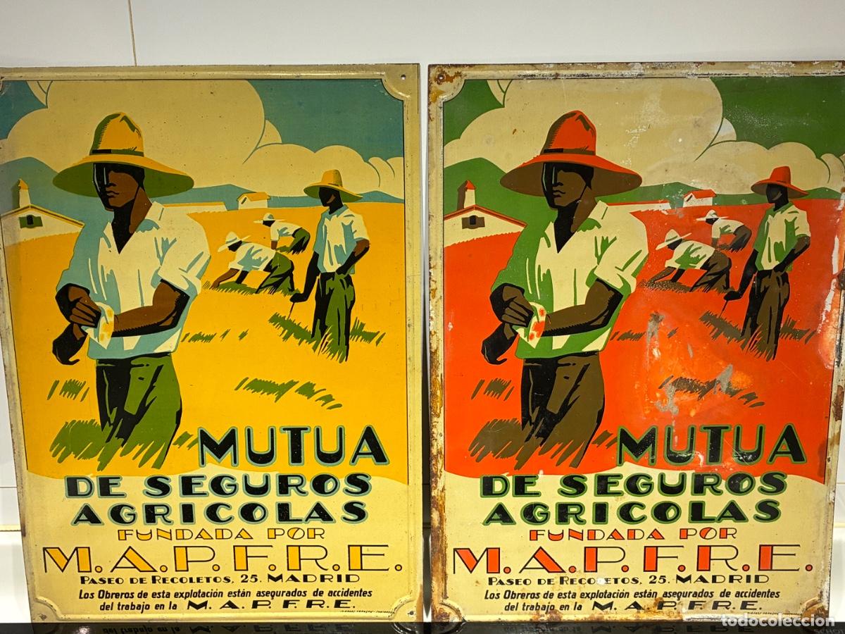 Carteles: 2 CARTELES DE LA MUTUA DE SEGUROS AGR&Iacute;COLAS DE MAPFRE - Foto 1