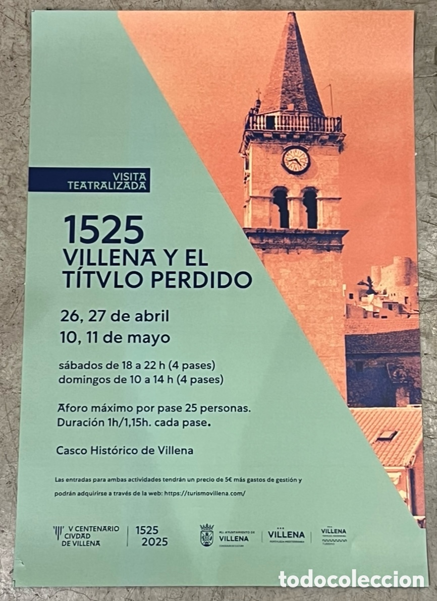 Carteles: Cartel. Villena y el T&iacute;tulo Perdido. Visita Teatralizada. Villena. Alicante. 2025.
