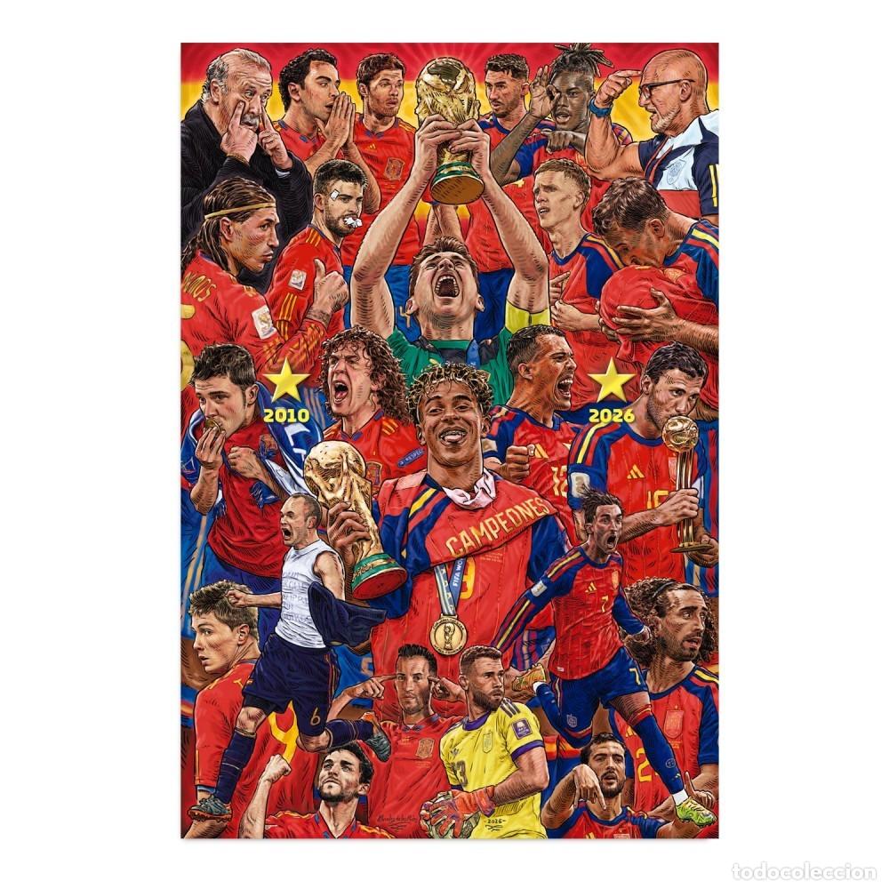 Plakate: Poster JUGADORES MUNDIALES ESPA&Ntilde;A POR MORALES DE LOS R&Iacute;OS (61 x 91,5 cm)