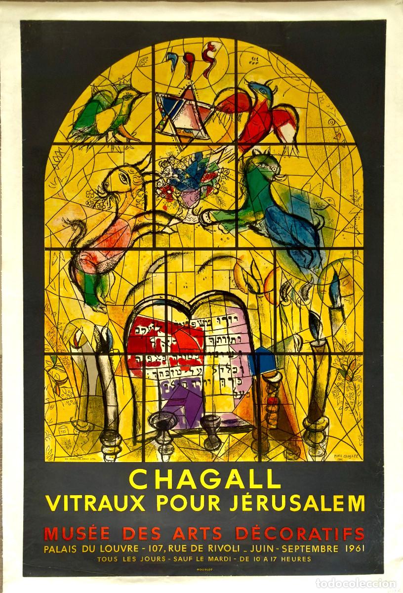 Carteles: Chagall &ndash; Vitraux pour J&eacute;rusalem &ndash; Affiche originale Mourlot 1961