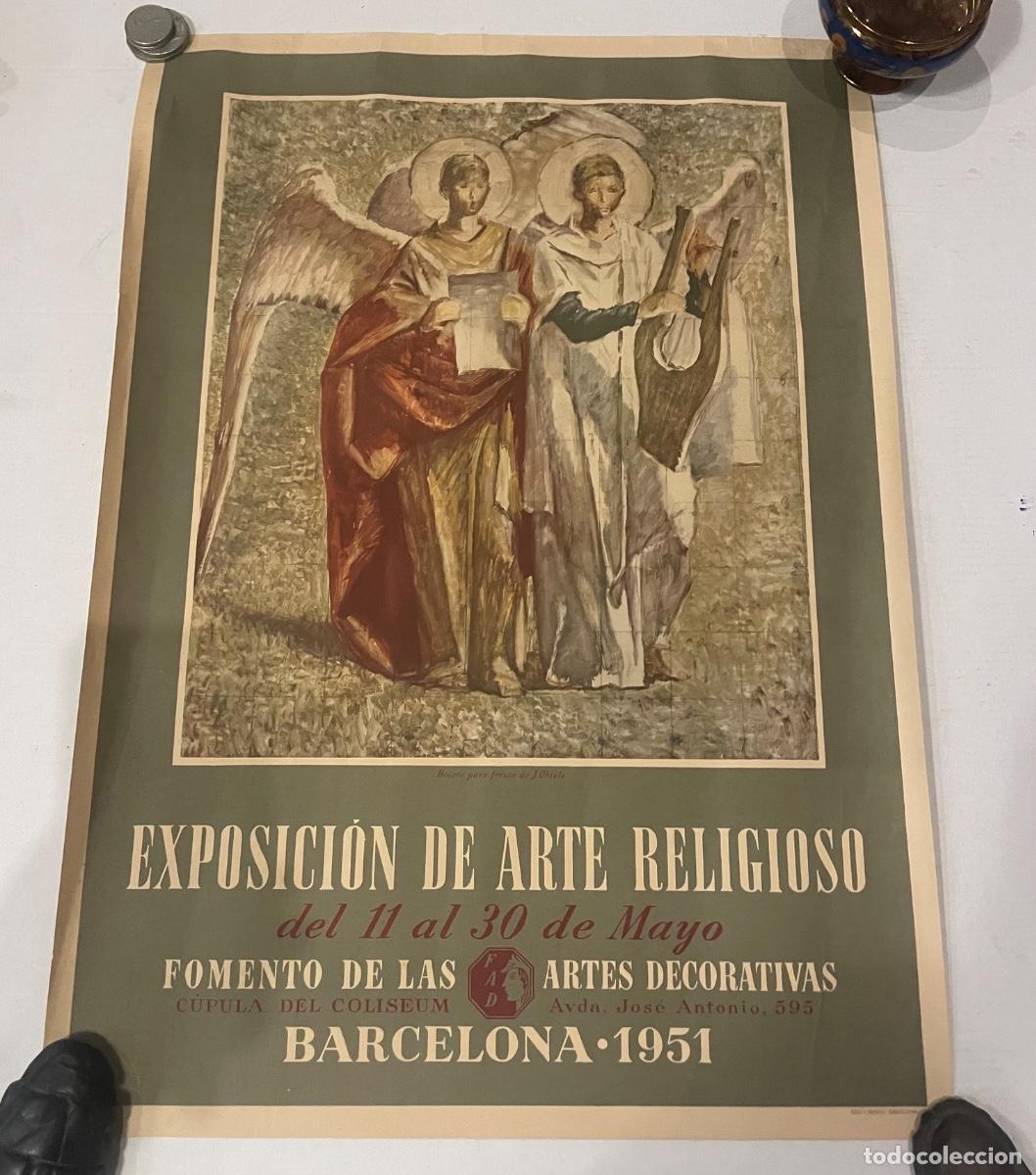 Carteles: ANTIGUO CARTEL- AUTOR JOSEP OBIOLS PALAU 1894-1967 - EXPOSICI&Oacute;N DE ARTE RELIGIOSO 1951 DEL 11 AL 30
