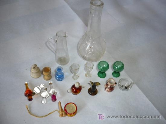 Casas de mu&ntilde;ecas: COMPLEMENTOS DE CRISTAL Y OTROS LOTE N&ordm;8 CON 18 MINIATURAS - Foto 1