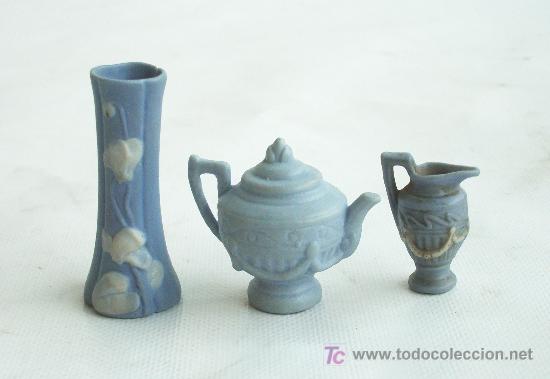 Casas de mu&ntilde;ecas: Conjunto de tres objetos en biscuit, para casa de mu&ntilde;ecas. - Foto 2