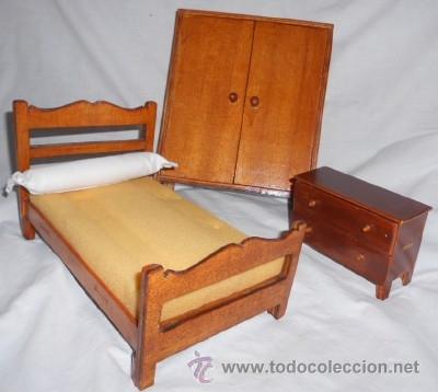 Casas de mu&ntilde;ecas: DORMITORIO DE MADERA PARA MU&Ntilde;ECA - Foto 1