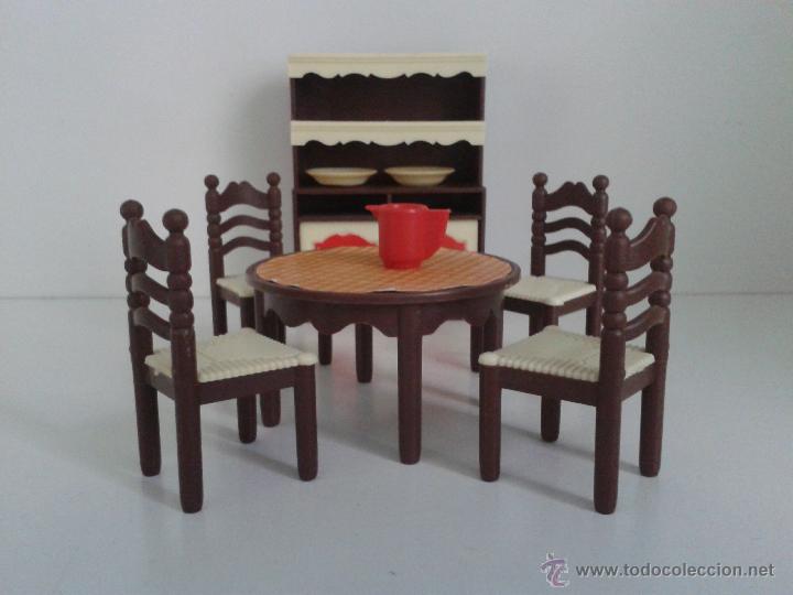 Casas de mu&ntilde;ecas: Lote de muebles de Hogarin. Comedor r&uacute;stico. - Foto 3