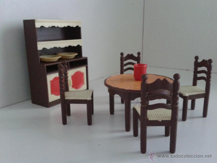 Casas de mu&ntilde;ecas: Lote de muebles de Hogarin. Comedor r&uacute;stico. - Foto 4