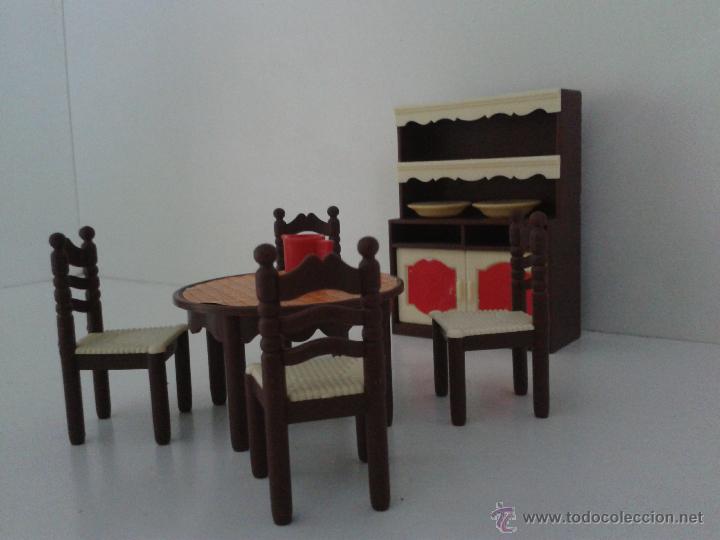 Casas de mu&ntilde;ecas: Lote de muebles de Hogarin. Comedor r&uacute;stico. - Foto 5