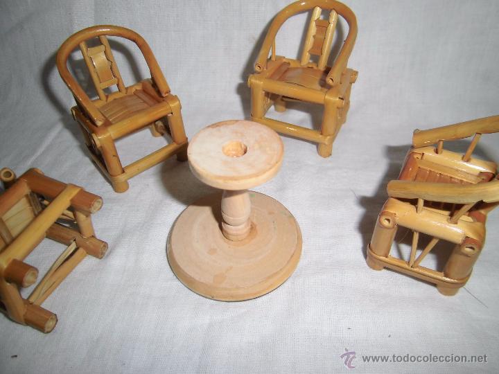 Casas de mu&ntilde;ecas: MESA Y CUATRO SILLAS DE MADERA - Foto 6