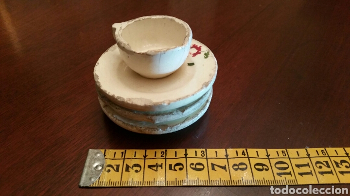 Casas de mu&ntilde;ecas: Complemento Casa de Mu&ntilde;ecas. 3 platos y 1 taza de loza. - Foto 4