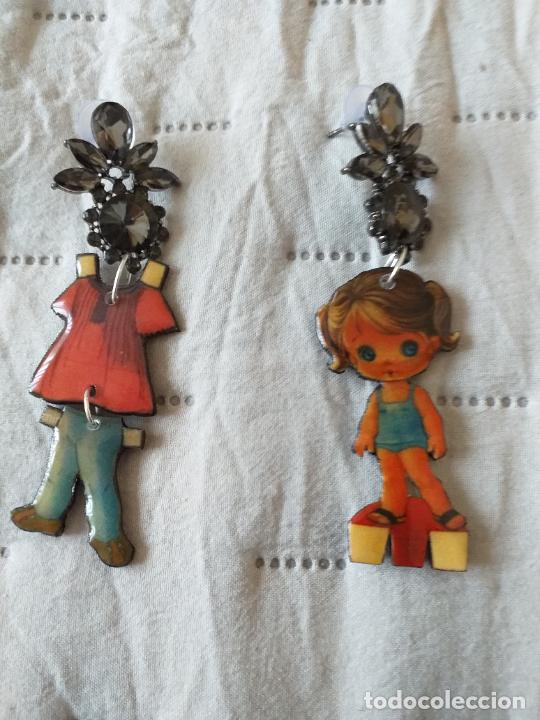 Casas de mu&ntilde;ecas: PENDIENTES ESMALTADOS DE MU&Ntilde;ECA RECORTABLE 7,5 CM A ESTRENAR - Foto 1