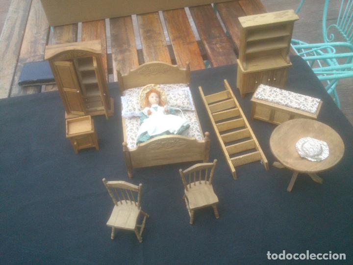 Casas de mu&ntilde;ecas: MOBILIARIO DORMITORIO MADERA - Foto 1