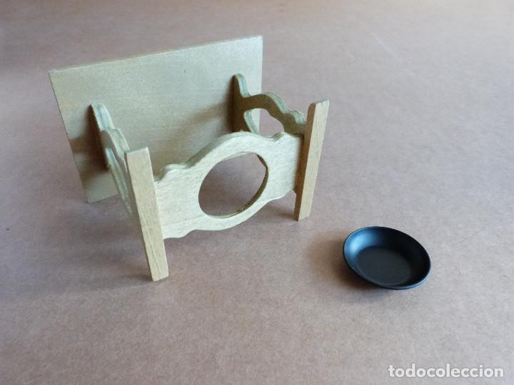 Casas de mu&ntilde;ecas: Mesa en madera con brasero para casa de mu&ntilde;ecas - Foto 3