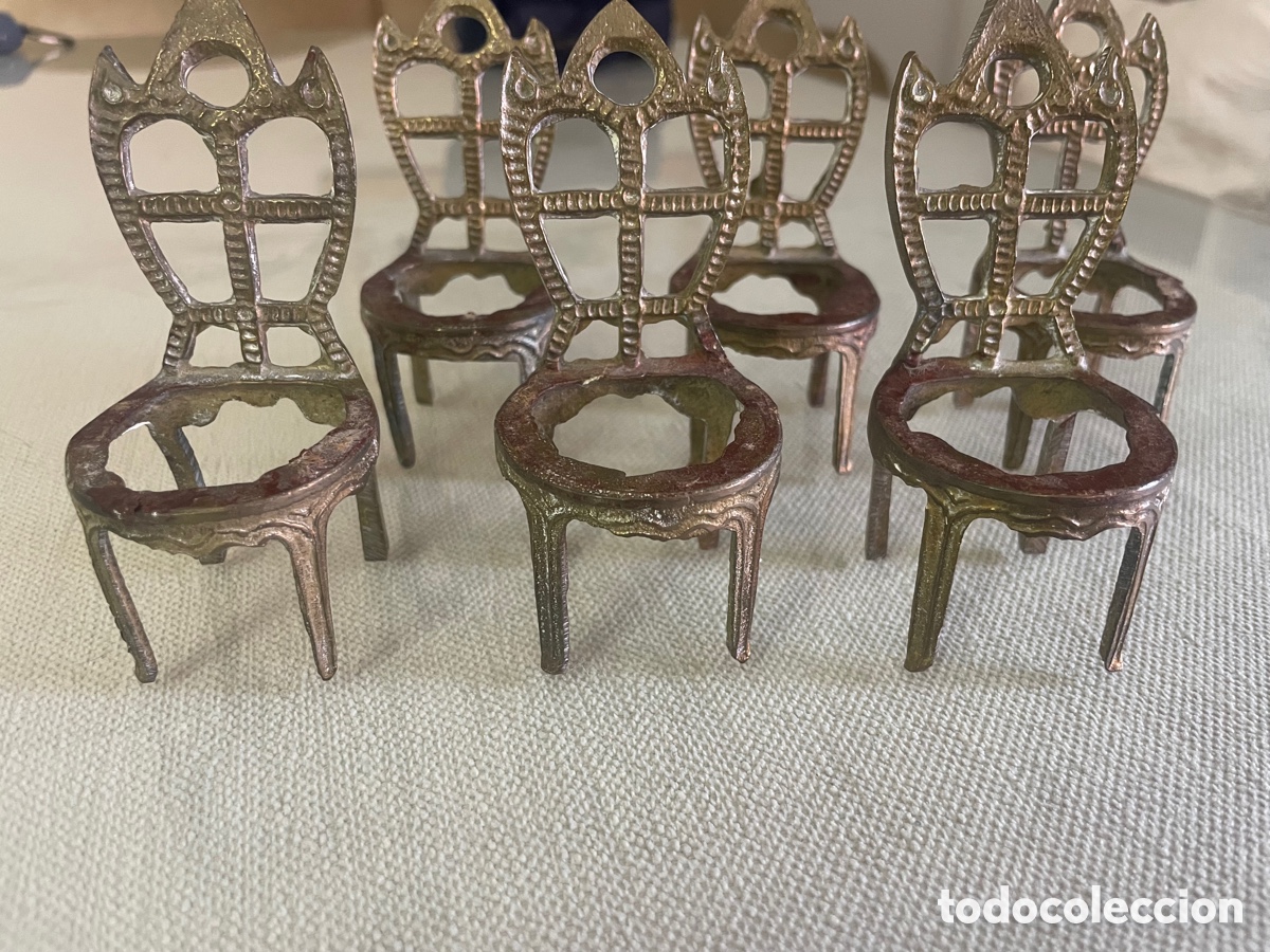 Casas de mu&ntilde;ecas: 6 SILLAS DE BRONCE CASA DE MU&Ntilde;ECAS - Foto 1