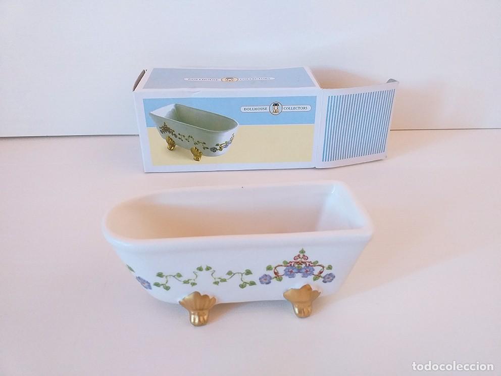 Case di Bambole: Mini ba&ntilde;era cer&aacute;mica porcelana flores casa mu&ntilde;ecas miniatura Laura monta&ntilde;as