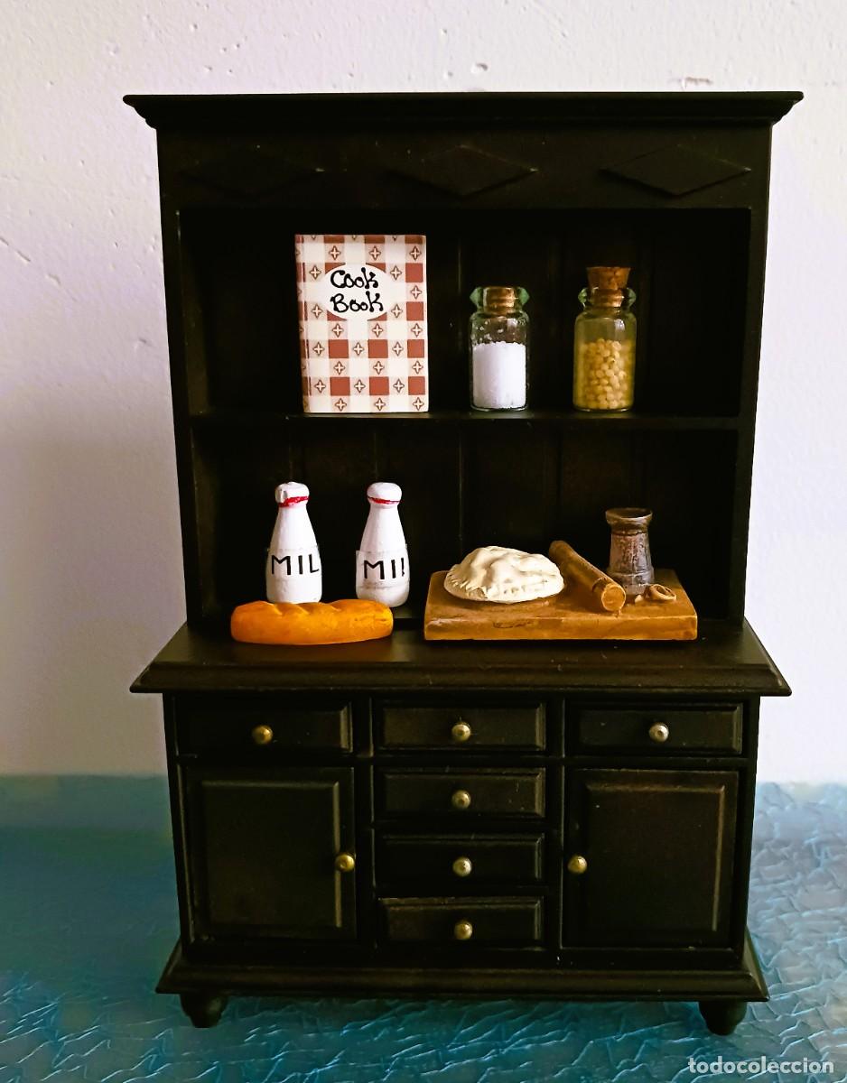 Casas de mu&ntilde;ecas: MUEBLE DE COCINA MARR&Oacute;N CON COMPLEMENTOS-CASA MU&Ntilde;ECAS MINIATURA - Foto 2