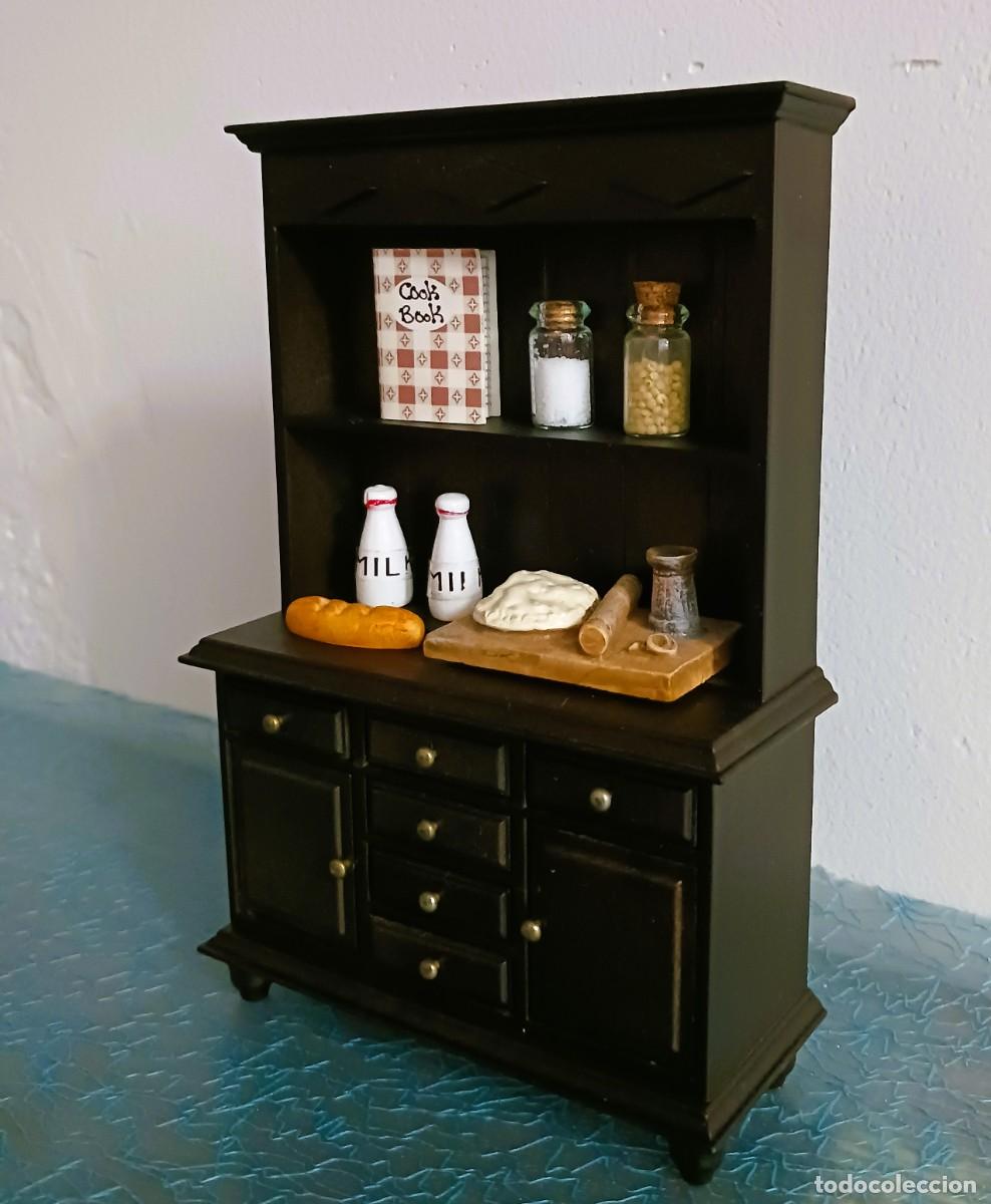 Casas de mu&ntilde;ecas: MUEBLE DE COCINA MARR&Oacute;N CON COMPLEMENTOS-CASA MU&Ntilde;ECAS MINIATURA - Foto 3