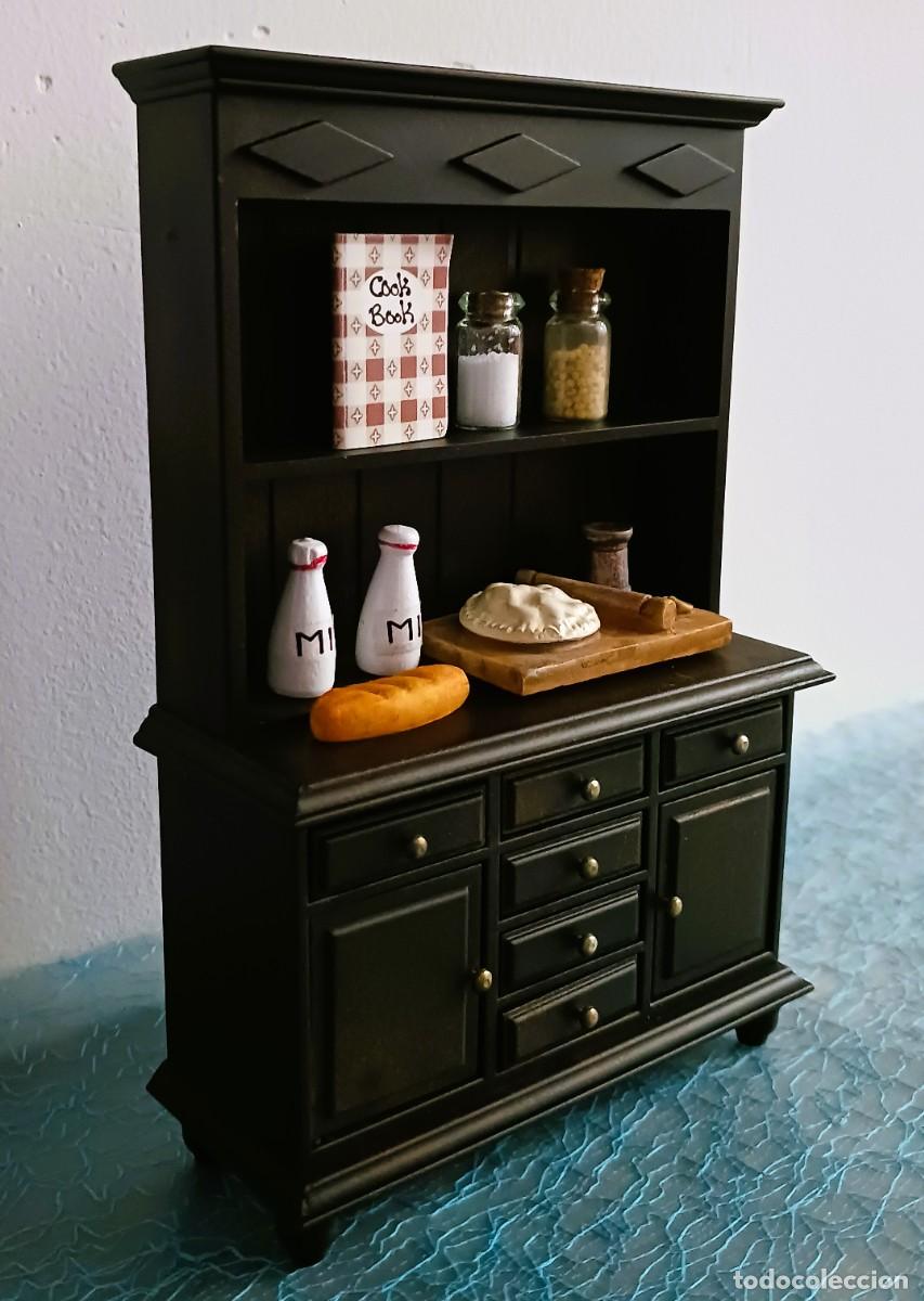 Casas de mu&ntilde;ecas: MUEBLE DE COCINA MARR&Oacute;N CON COMPLEMENTOS-CASA MU&Ntilde;ECAS MINIATURA - Foto 4