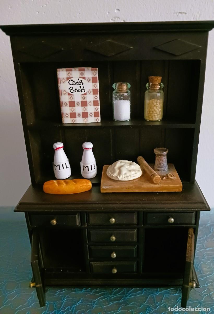 Casas de mu&ntilde;ecas: MUEBLE DE COCINA MARR&Oacute;N CON COMPLEMENTOS-CASA MU&Ntilde;ECAS MINIATURA - Foto 8