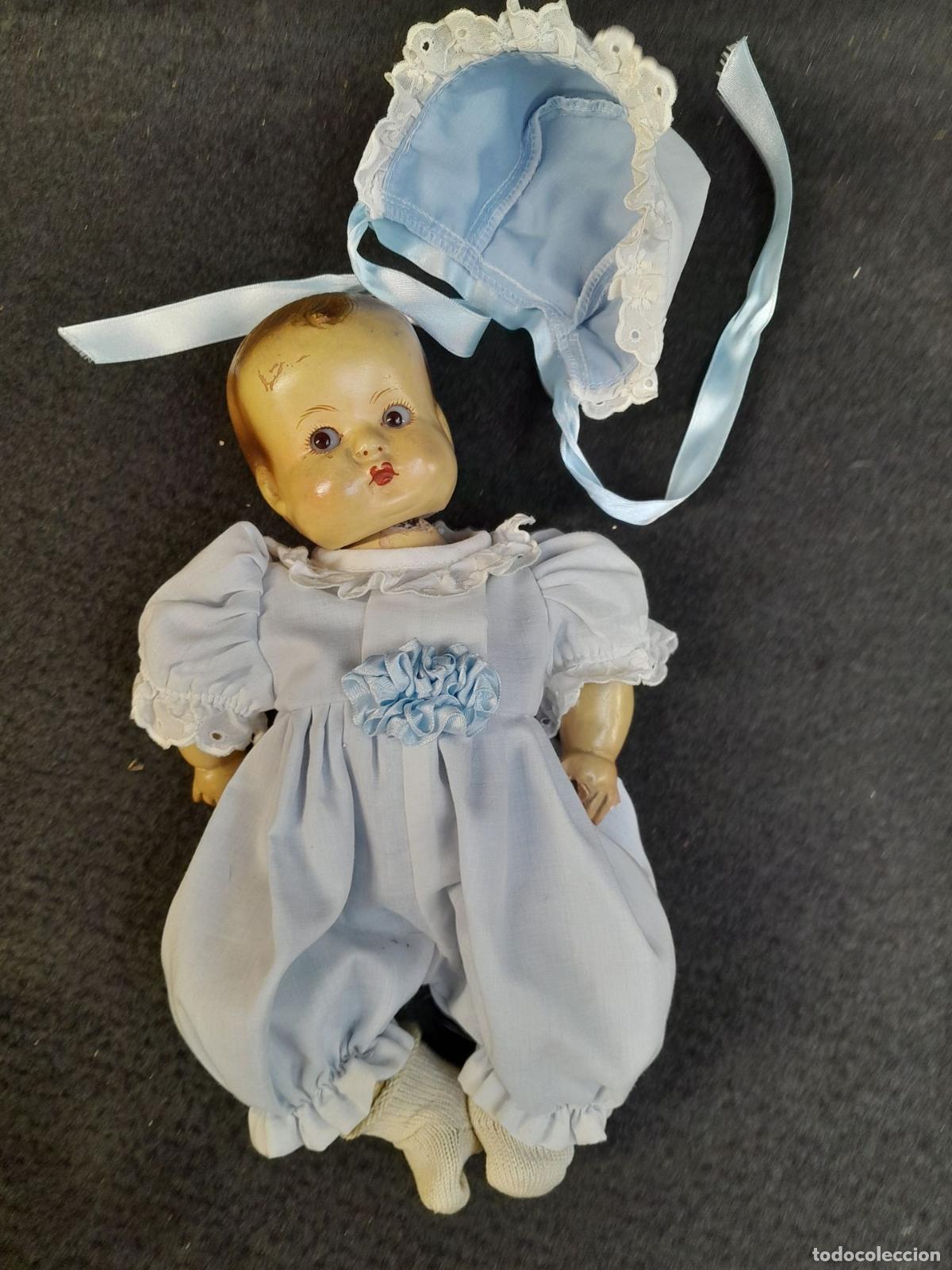 Casas de mu&ntilde;ecas: ANTIGUO BEB&Eacute; COMPUESTO. MU&Ntilde;ECA CUERDAS. - Foto 3