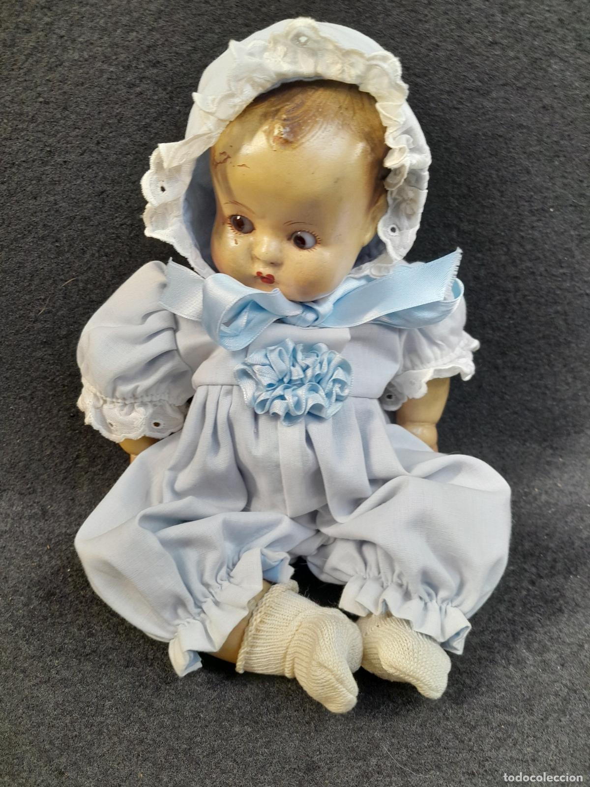 Casas de mu&ntilde;ecas: ANTIGUO BEB&Eacute; COMPUESTO. MU&Ntilde;ECA CUERDAS. - Foto 1