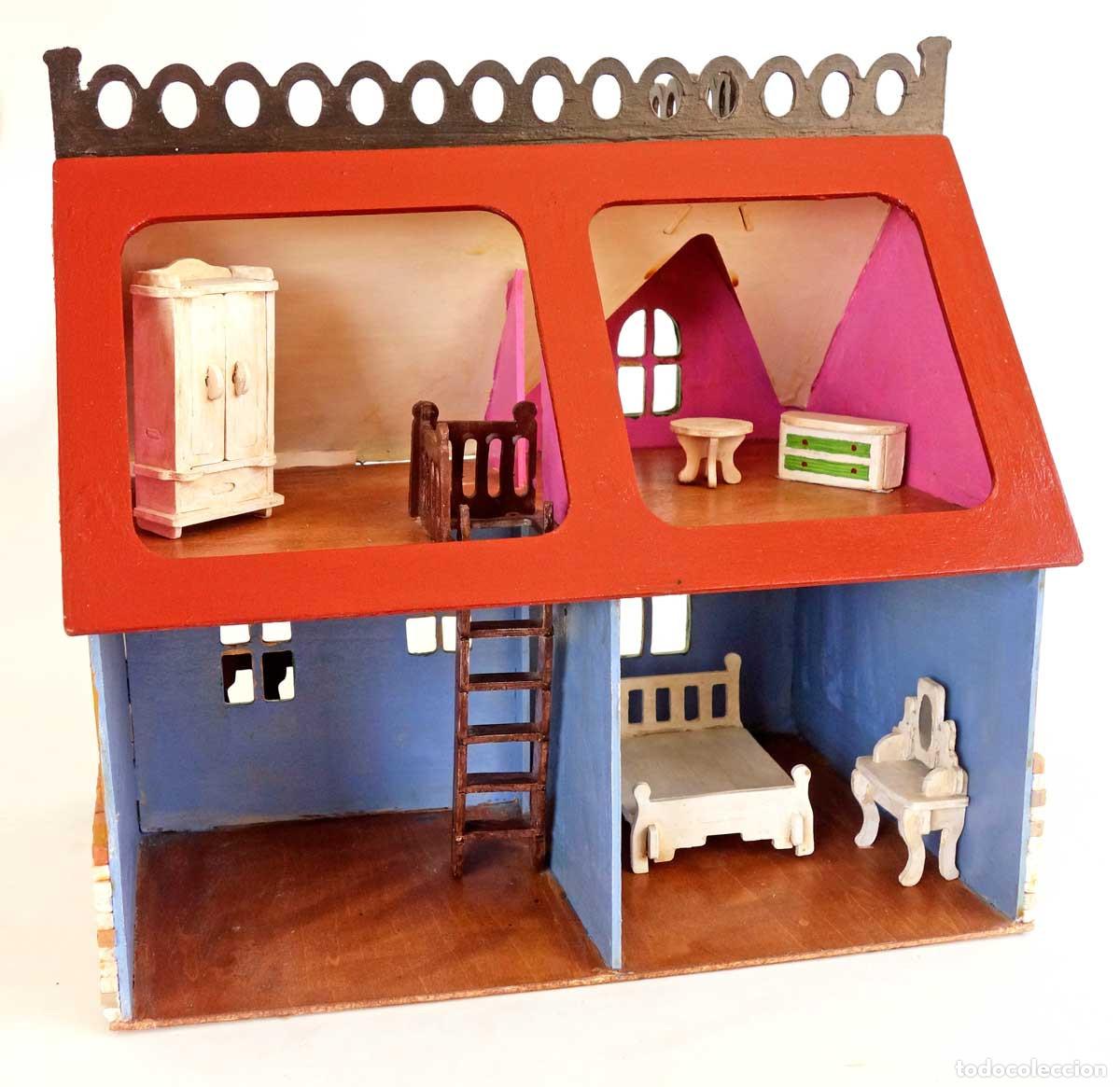 Casas de mu&ntilde;ecas: CASA DE MU&Ntilde;ECAS DE MADERA Y MUEBLES. 32CM - Foto 2