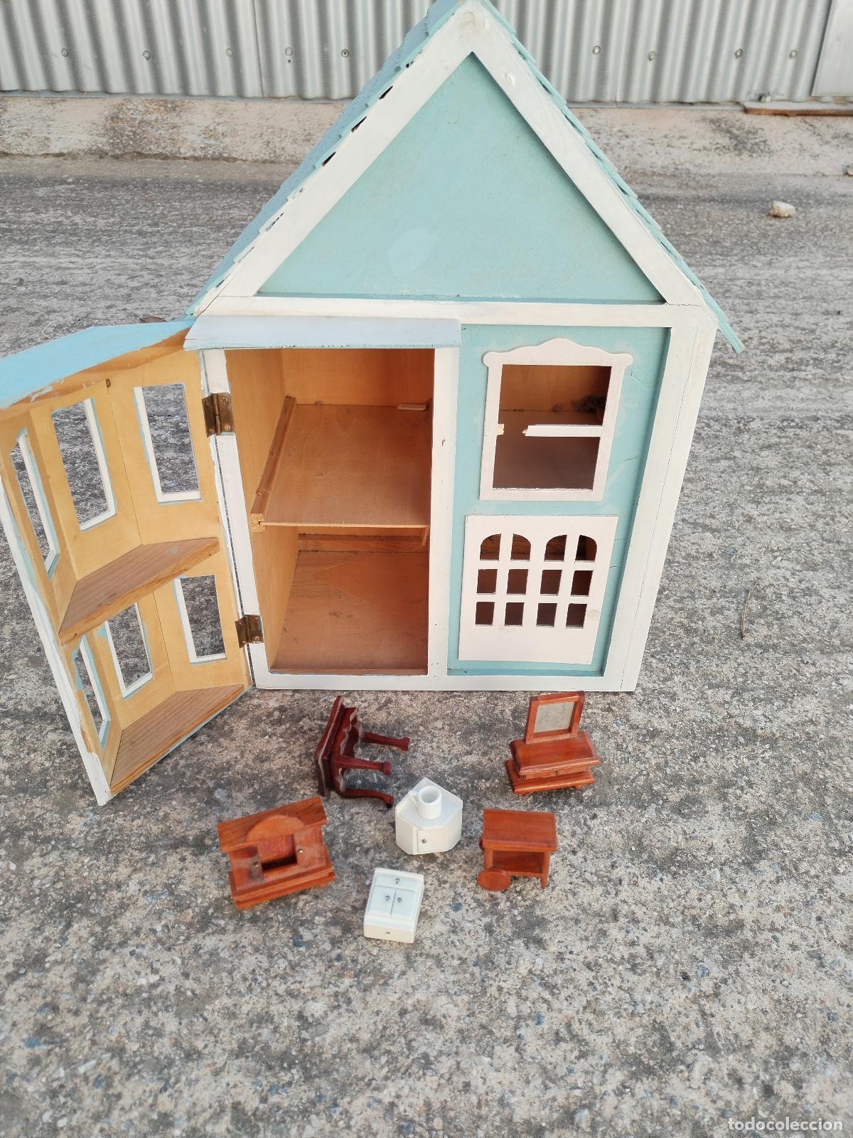 Casas de mu&ntilde;ecas: casa de mu&ntilde;ecas de madera con mobiliario - Foto 3