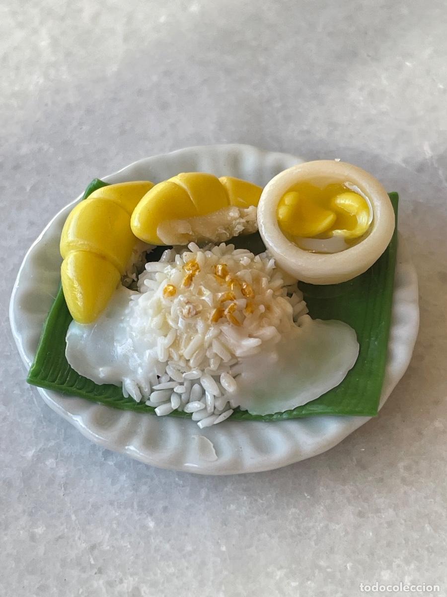 Casas de mu&ntilde;ecas: Plato de arroz con mango en miniatura - Foto 2