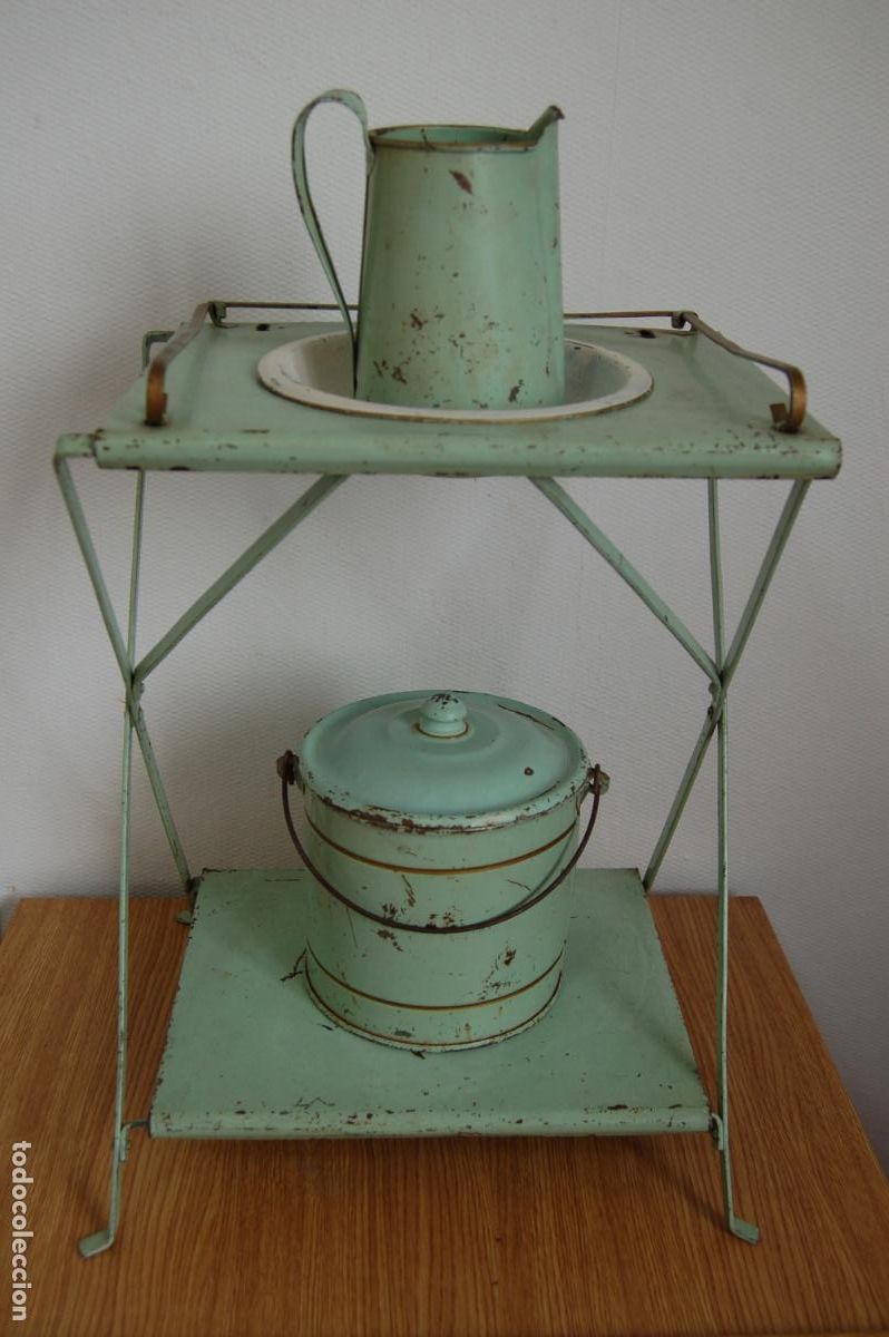Casas de mu&ntilde;ecas: lavabo antiguo de lat&oacute;n franc&eacute;s de mu&ntilde;ecas - Foto 1