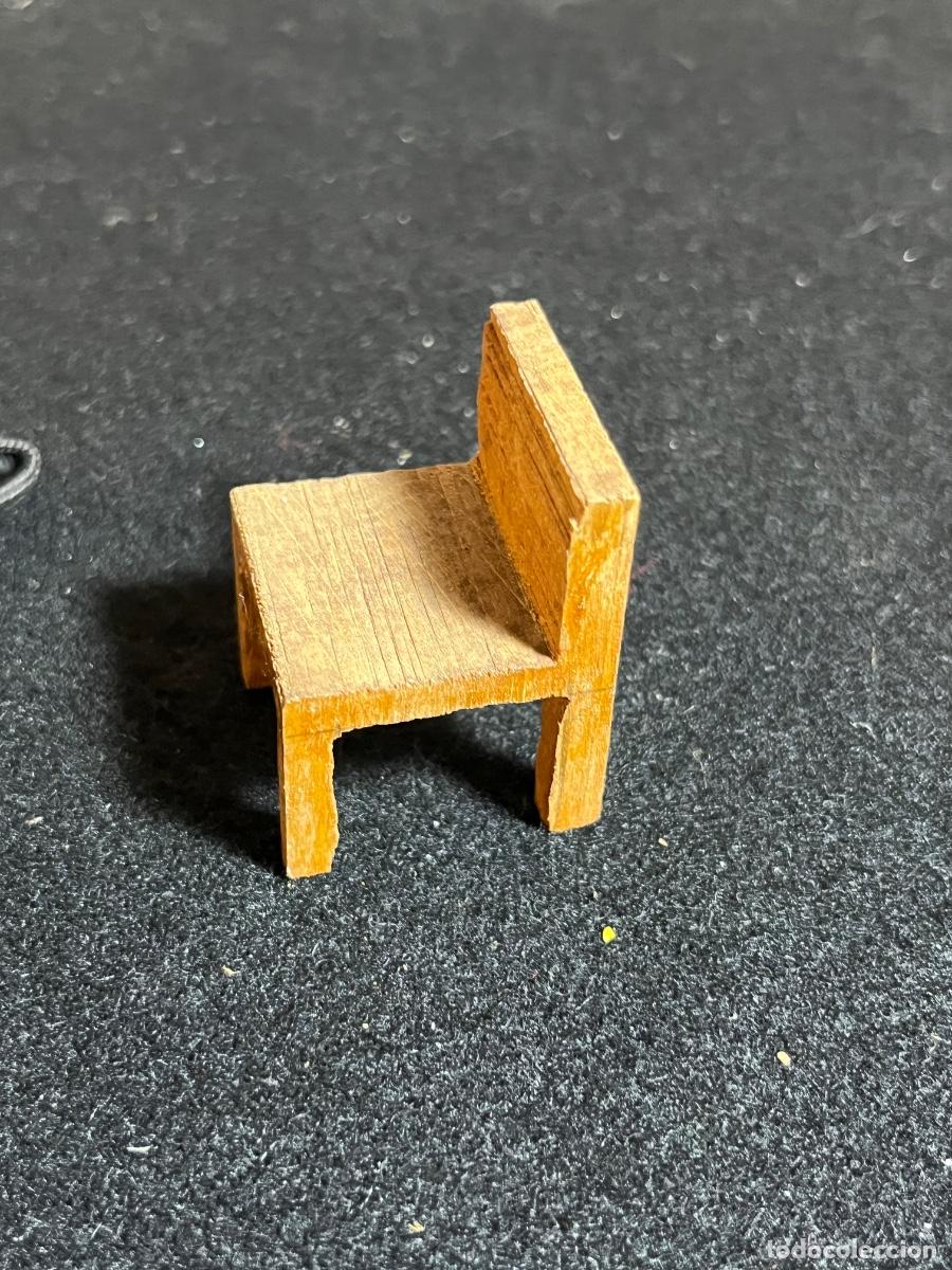 Casas de mu&ntilde;ecas: Silla miniatura madera maciza tallada casa mu&ntilde;ecas mueble r&uacute;stico - Foto 4