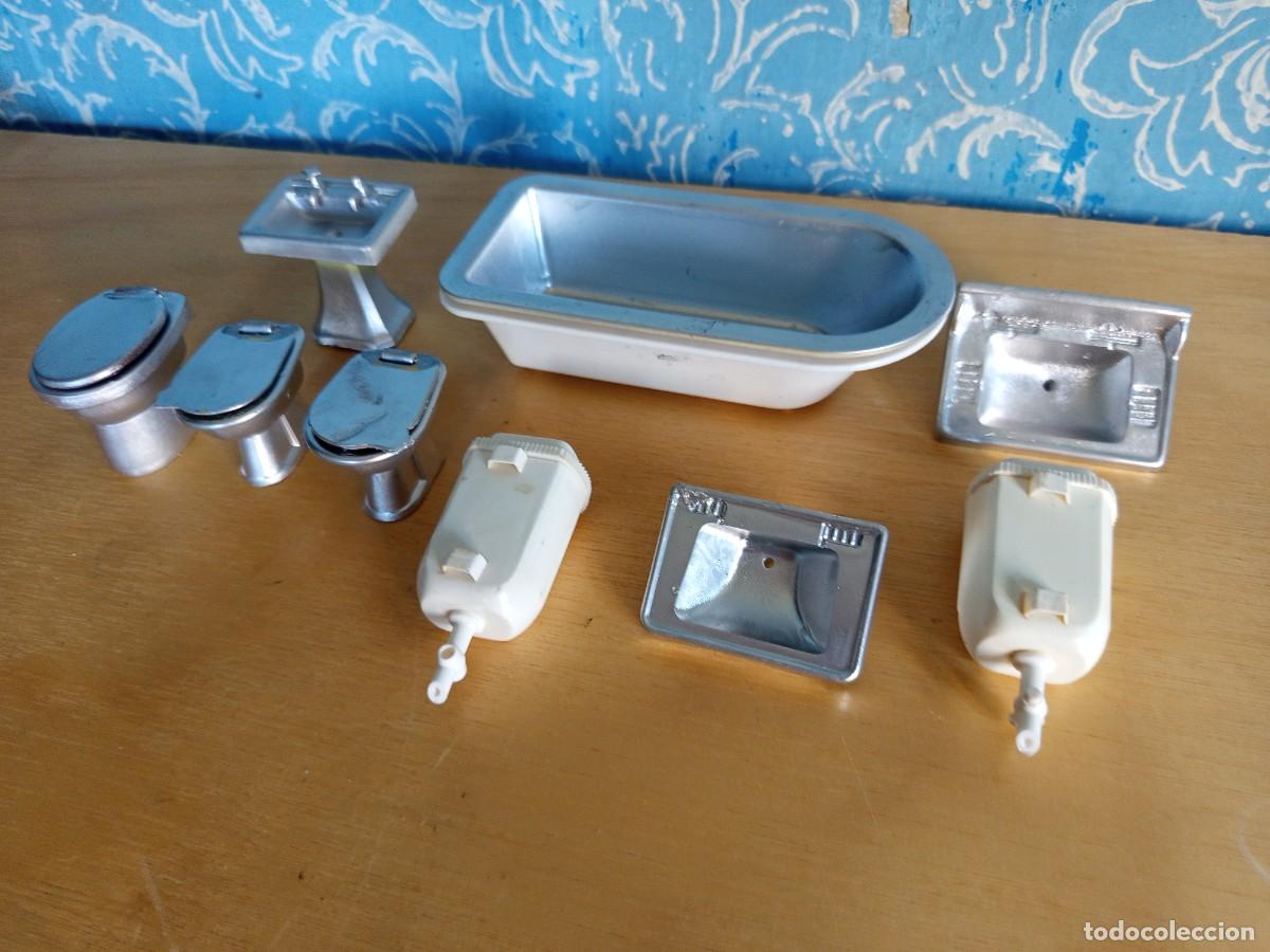 Casas de Mu&ntilde;ecas: Lote para Ba&ntilde;o casa de mu&ntilde;ecas elementos de pl&aacute;stico vintage