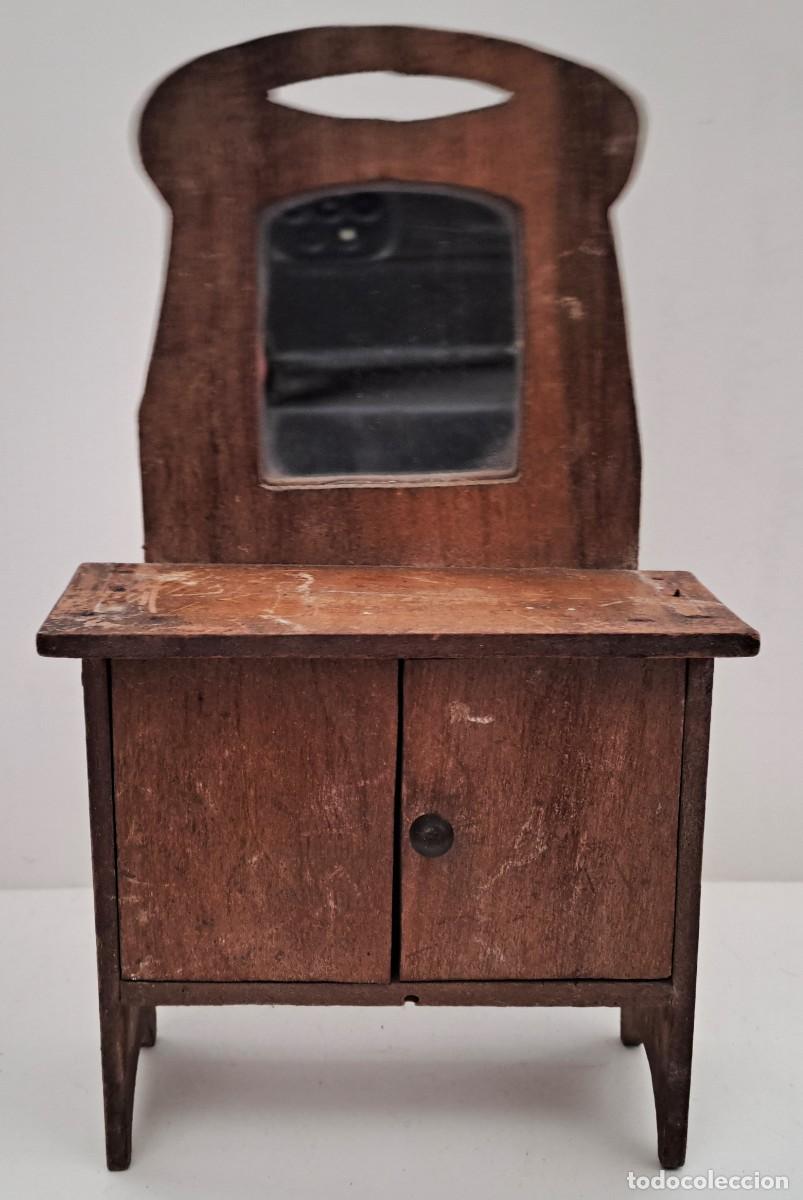 Casas de Mu&ntilde;ecas: TOCADOR DE MADERA CON ESPEJO PARA CASA DE MU&Ntilde;ECAS. CASADEMU&Ntilde;ECAS-15