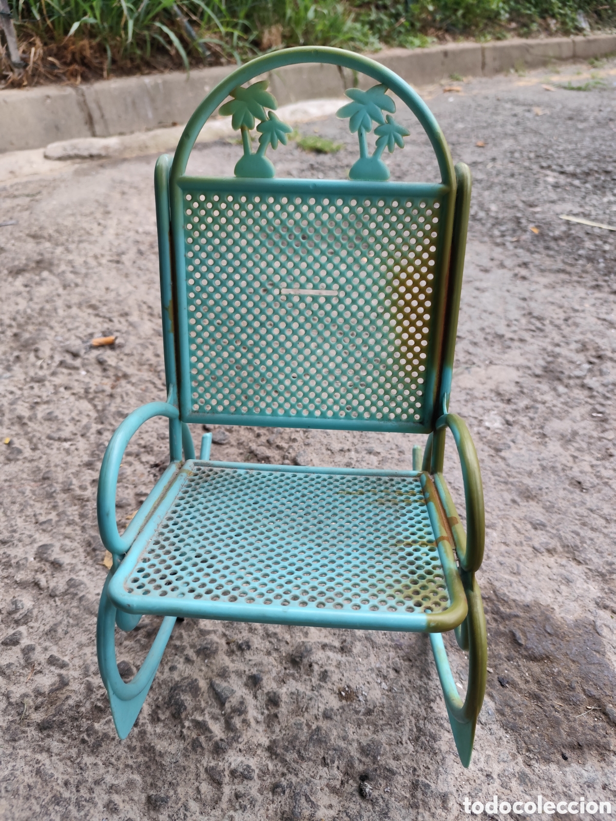 Casas de mu&ntilde;ecas: Silla mecedora de mu&ntilde;ecas azul - Foto 2
